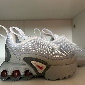 Nike Kids White and Gray Sneakers with Red Accents